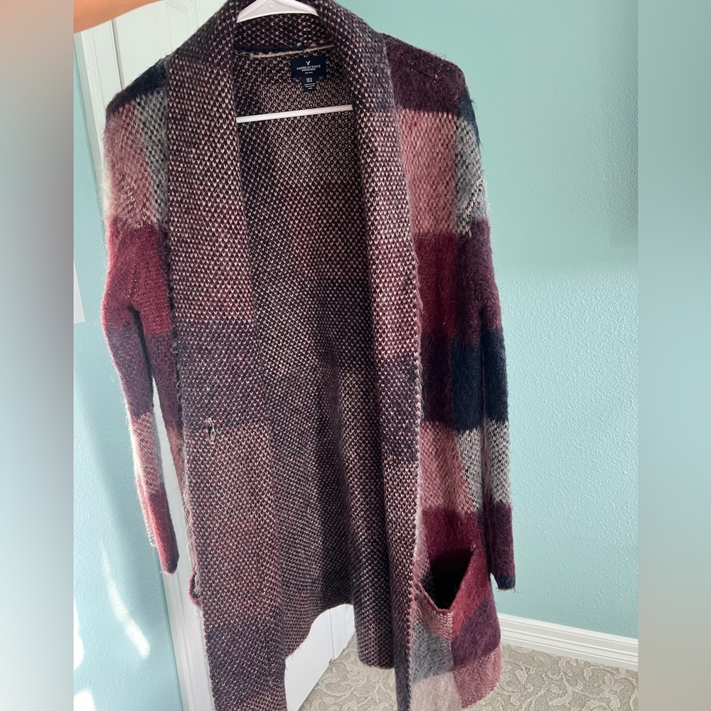 American Eagle Flannel Pattern Wool Coat - image 1